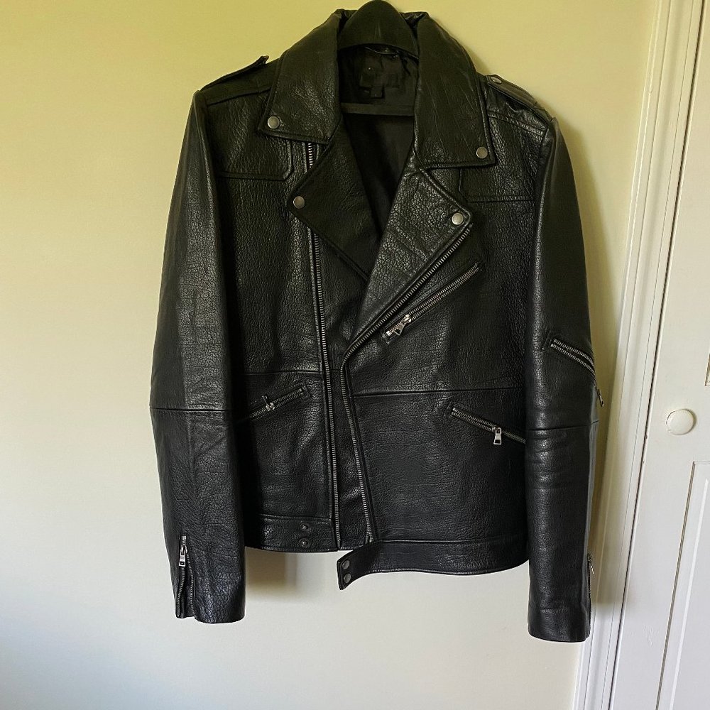 Heavyweight Leather Biker Jacket (Large)